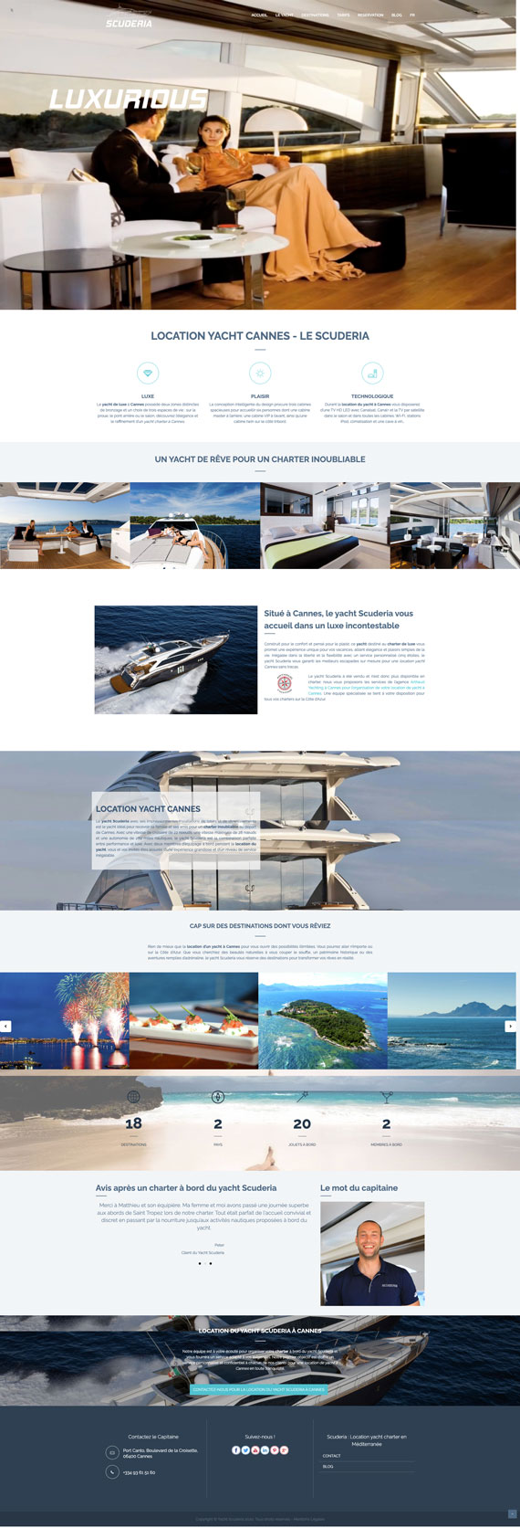 Création site internet Yacht Scuderia – Location yacht Cannes