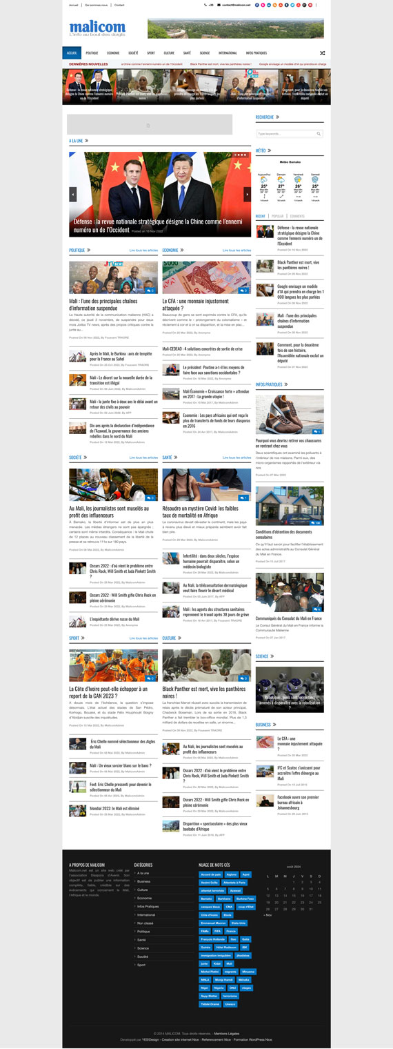Création site internet Malicom – Actualité Mali