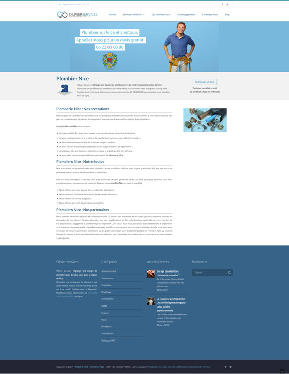 Creation site internet Olivier Services – Plomberie Nice