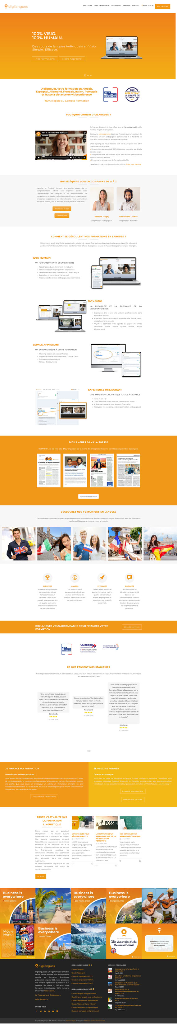 Création site internet Digilangues | Cours en visioconférence